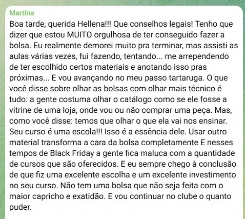 Depoimento de aluna: o curso é uma escola, excelente escolha e excelente investimento