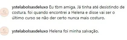 Comentário de aluna: Hellena foi minha salvação