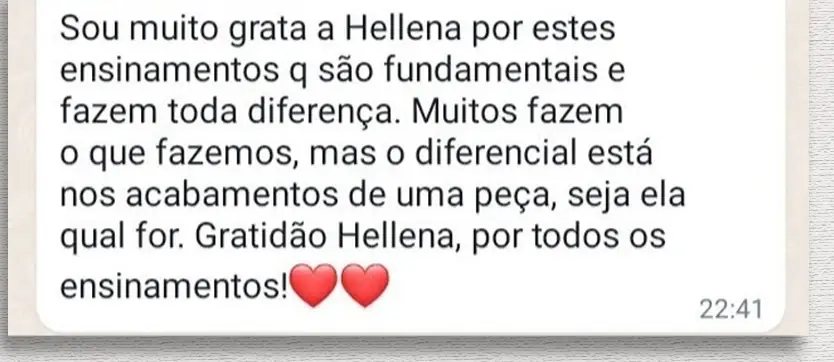 Mensagem de aluna: o diferencial está nos acabamentos